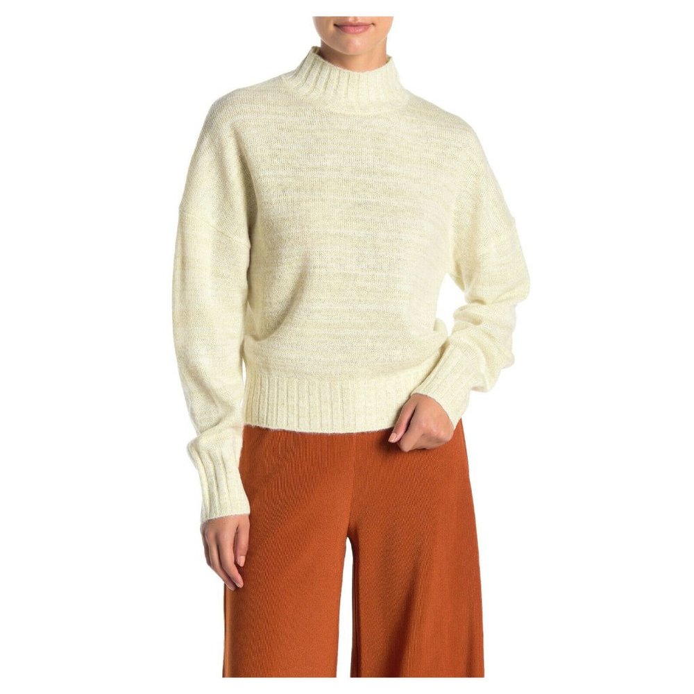 NEW NSR Cream Mock Neck Long Sleeve Knit Sweater